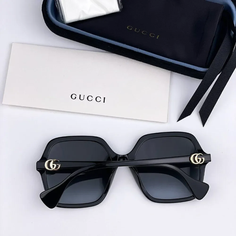 NEW GUCCI GG1072S 001 Black Gray Gradient Square Women Sunglasses